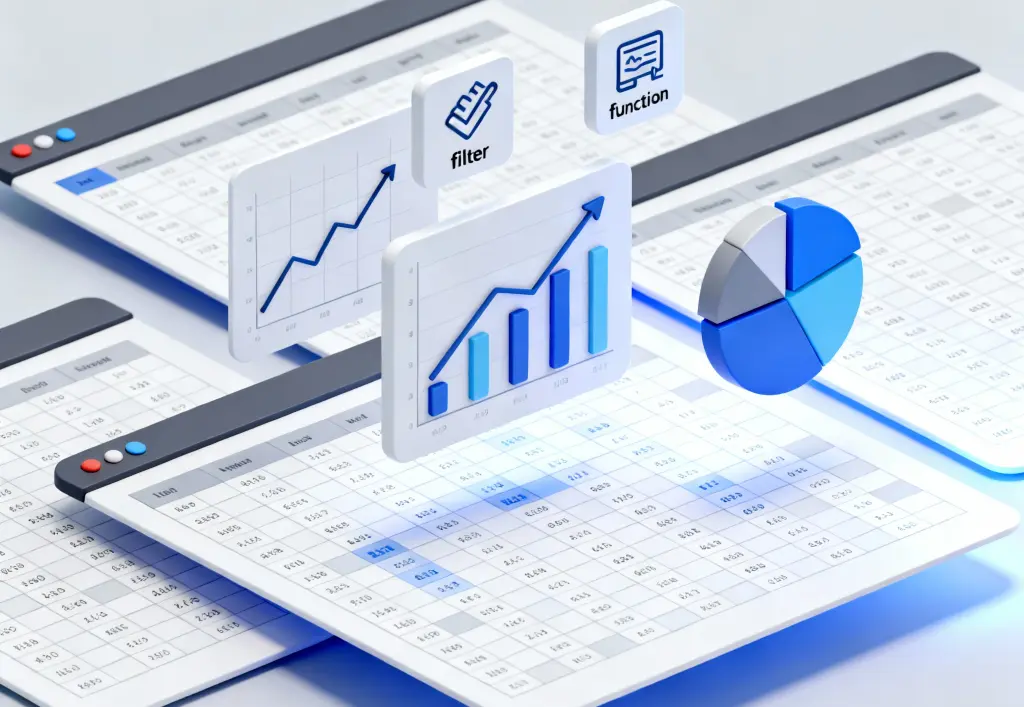 a graph and a spreadsheet