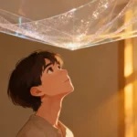 a person looks at the ceiling