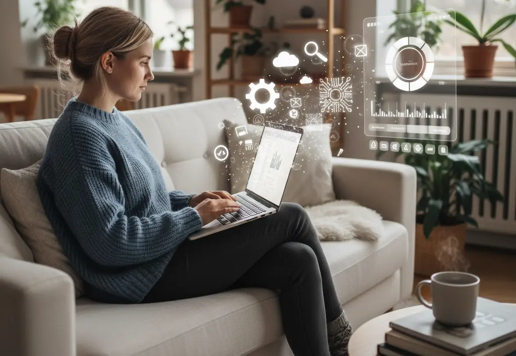 a woman work on her side hustle with her laptop